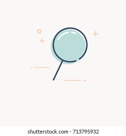 Web linear icon. Magnifier. Flat illustration