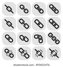 Web link, hyperlink, chain vector icons. Connection linked system illustration