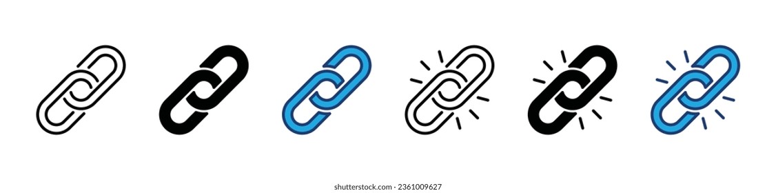 Web link icon. Link icons in line and flat style for apps and websites. Vector illustration