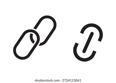 Conjunto de ícones de link da Web. Ícones de cadeia. Símbolo de link de URL de página da Web. link externo, link de compartilhamento, URL da Internet, símbolo de anexo