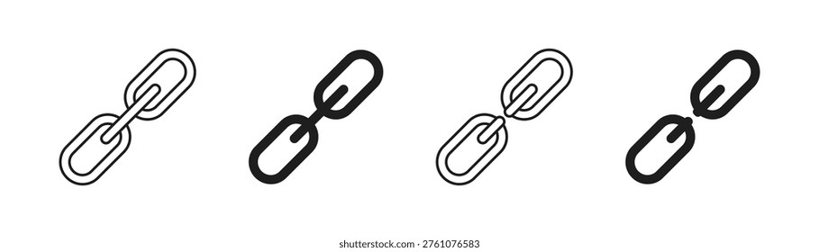 Web link icon set. Chain icon. Webpage or internet url. External and share link