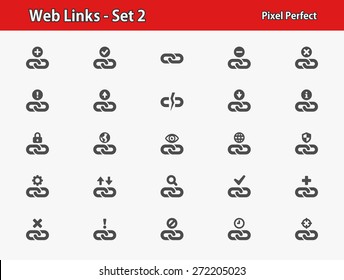 Web Links Icons. Professional, pixel perfect icons optimized for both large and small resolutions. EPS 8 format.