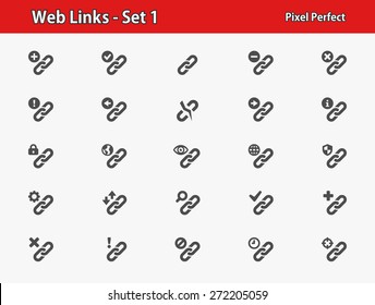 Web Links Icons. Professional, pixel perfect icons optimized for both large and small resolutions. EPS 8 format.