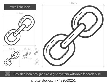 Web links vector line icon isolated on white background. Web links line icon for infographic, website or app. Scalable icon designed on a grid system.