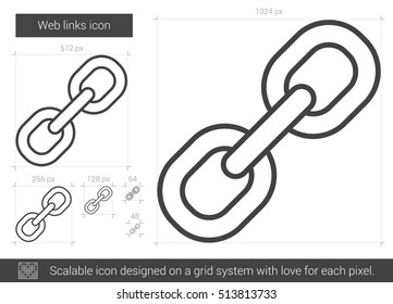 Web links vector line icon isolated on white background. Web links line icon for infographic, website or app. Scalable icon designed on a grid system.