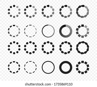 Web load page template concept. Loader circle icon set in flat style.