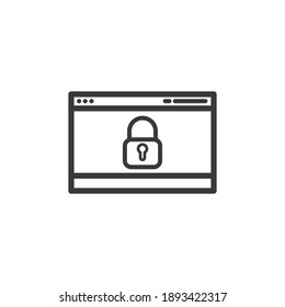 Web locked line icon, outline vector sign, linear style pictogram isolated on white. Locked web symbol, logo illustration. Editable stroke