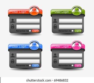 web login form template element, includes four versions for your web design.