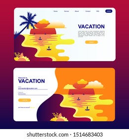 web login page vacation theme vector illustration