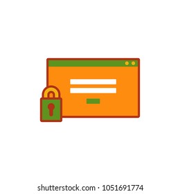 Web login program window with padlock locked. Website login security icon symbol illustration