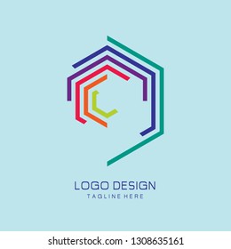 Web Logo. Hexagon Spiral Logo Design. Colorful Logo