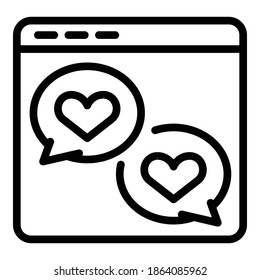 Web love chat icon. Outline web love chat vector icon for web design isolated on white background