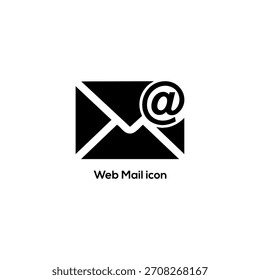 Icono de correo Web con sobre y símbolo At, que representa el servicio de correo electrónico, comunicación en línea, mensajería por Internet y correspondencia digital