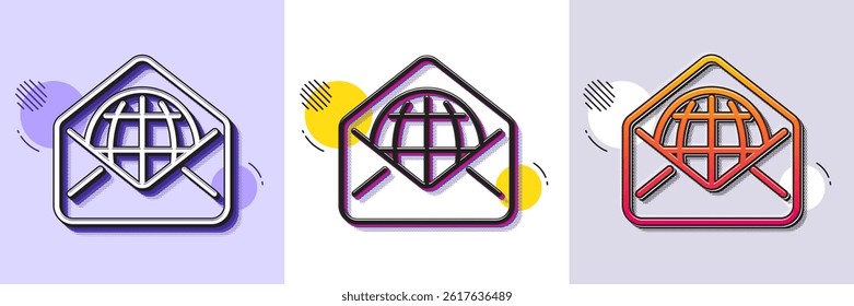 Web Mail line icon. Halftone dotted pattern. Gradient icon with grain shadow. Message correspondence sign. E-mail symbol. Line web Mail icon. Various designs. Vector