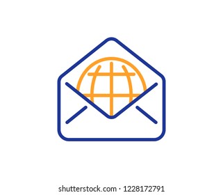 Web Mail line icon. Message correspondence sign. E-mail symbol. Colorful outline concept. Blue and orange thin line color icon. Web Mail Vector