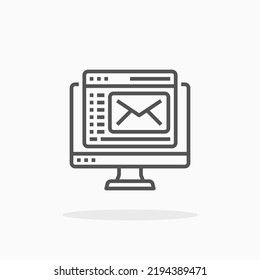 Web Mail with monitor line icon. Editable stroke and pixel perfect. Can be used for digital product, presentation, print design and more.