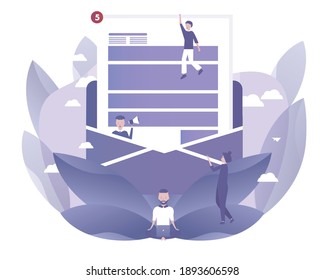 Web Mail. People check new message. Vector illustration with Web communication idea for telework, remote working, social media