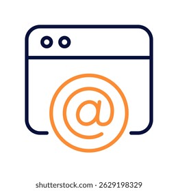 Web Mail Vector Icon for Online Email and Paperless Communication. Cloud message delivery icon, web-based mail and email access. Line Duo Tone Icon
