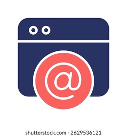 Web Mail Vector Icon for Online Email and Paperless Communication. Cloud message delivery icon, web-based mail and email access. solid duo tone Icon