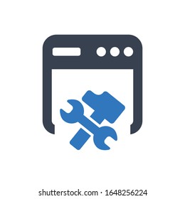 Webwartungssymbol auf weißem Hintergrund.