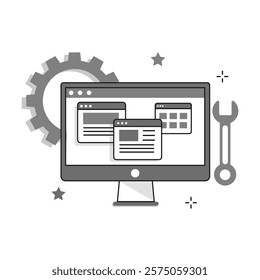 Web Maintenance Icon Representing Website Development, Interface Design, and System Upkeep