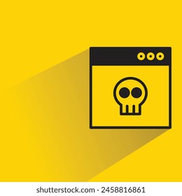 web malware icon with shadow on yellow background