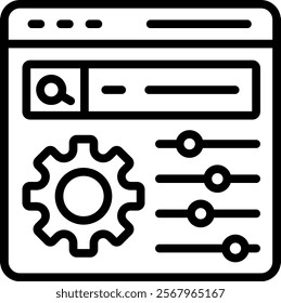 Web Management Vector Lineal Icon On White Background.