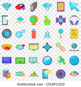 Web map icons set. Cartoon style of 36 web map vector icons for web for any design