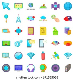 Web map icons set. Cartoon style of 36 web map vector icons for web isolated on white background