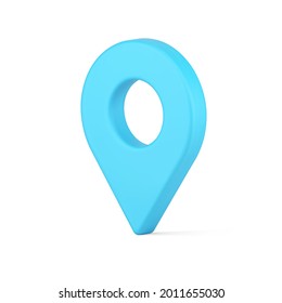 3D-Symbol für die Web-Karte. Blaues volumetrisches Navigationssymbol mit Zielort. Richtung des richtigen Verkehrs für Touristen und Reisende. Online-Destination in der mobilen App. Realistisch isolierter Vektorgrafik