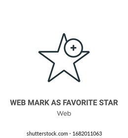 Webzeichen als beliebtes Stern-Umriss-Vektorillustration-Symbol. Dünne, schwarze Web-Marke als beliebtes Sternsymbol, flache Vektorillustration einfache Elementgrafik aus bearbeitbarem Webkonzept einzeln auf weißem Hintergrund
