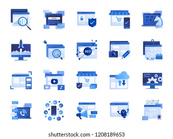 Web and marketing icon set. Included icons as SEO, statistics, content, online and more.