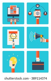 Web marketing icons - Flat design business icons - Hand holding illustrations