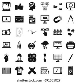 Web marketing icons set. Simple style of 36 web marketing vector icons for web isolated on white background