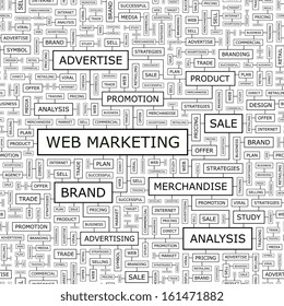 WEB MARKETING. Seamless pattern. Word cloud illustration. Vector illustration.