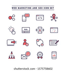 WEB MARKETING AND SEO ICON SET