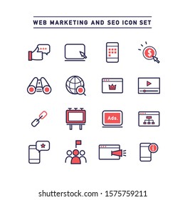 WEB MARKETING AND SEO ICON SET