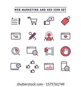 WEB MARKETING AND SEO ICON SET