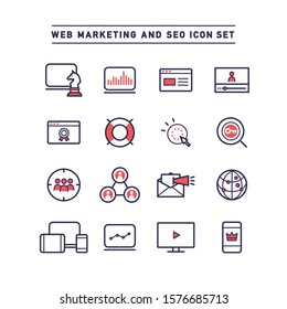 WEB MARKETING AND SEO ICON SET