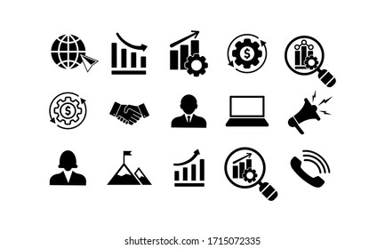 Web marketing, statistics, business, charts, collaboration icon set in simple design on an isolated background. EPS 10 vector