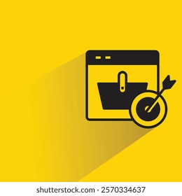 web marketing target on icon with shadow on yellow background