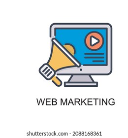 Web Marketing vector Filled outline Icon Design illustration. Web And Mobile Application Symbol on White background EPS 10 File