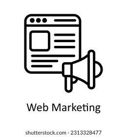 Vector de marketing web    ilustración de diseño de iconos de esquema. Símbolo de marketing digital sobre archivo EPS 10 de fondo blanco