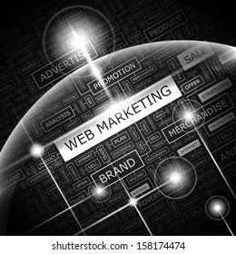 WEB-MARKETING. Wolke-Illustration. Tag Cloud Konzept Collage. Konzeptionelle Vektorgrafik. Für unterschiedliche Geschäftskonzepte geeignet. 