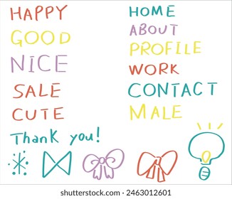 WEB material Collection of letters written with colorful marker