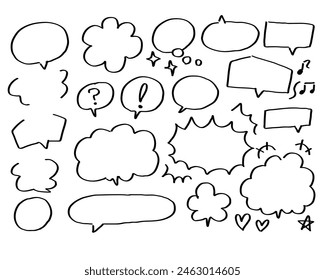 WEB material Collection of speech bubbles written with black marker