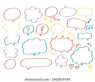 WEB material Collection of speech bubbles written with colorful marker