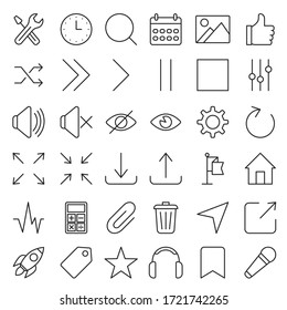 Paquete vectorial de iconos de esquema de aplicación multimedia web