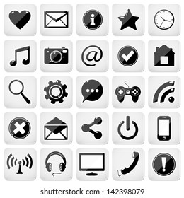 Web media buttons set, email icons