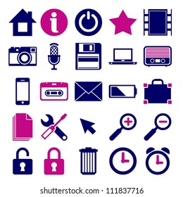 web and media elements, vector set